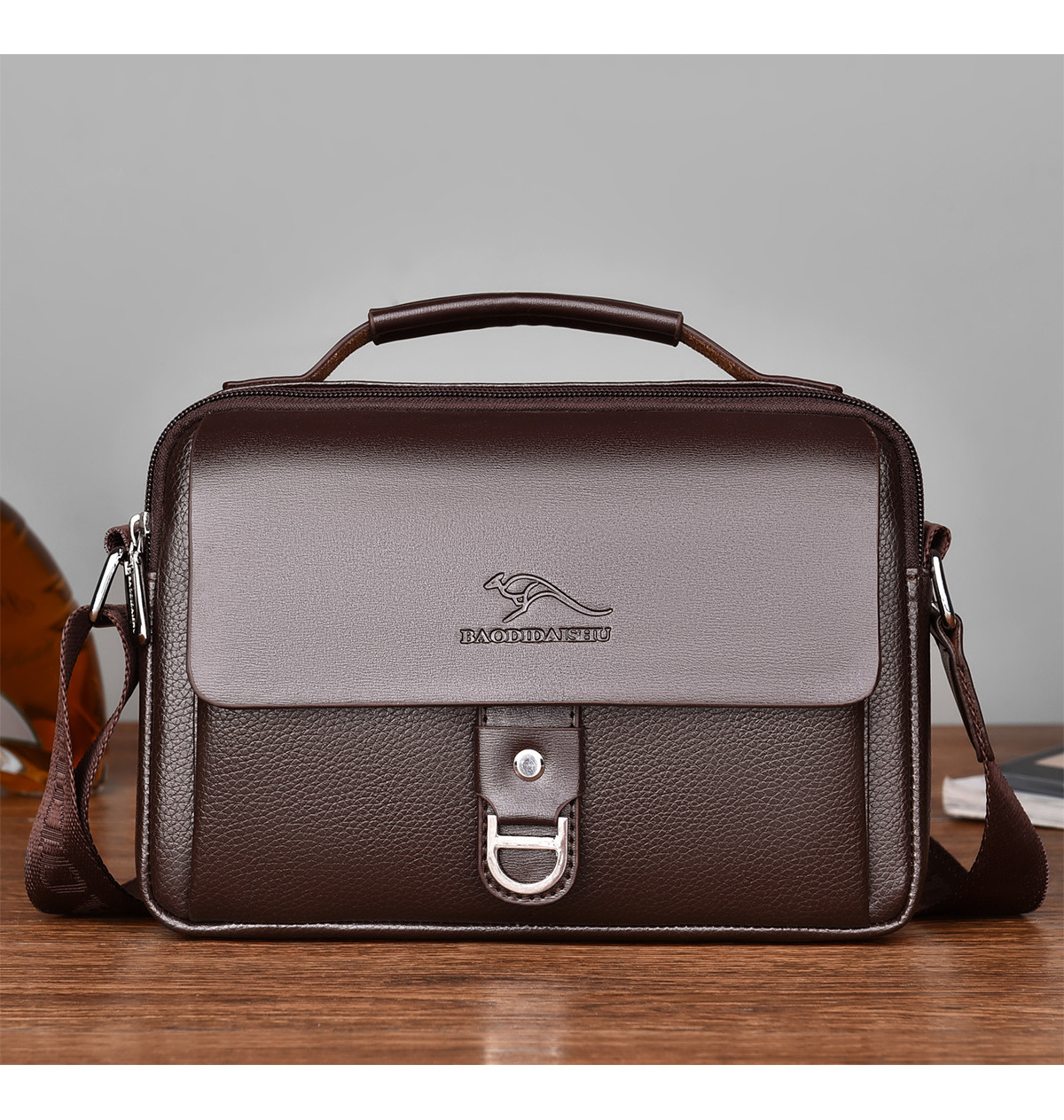 Чоловіча сумка Kangaroo ділова коричнева, фото 1