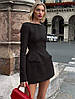 Чорна жіноча приталена ошатна коротка сукня з костюмки з корсетною шнурівкою на спині, фото 3