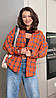 Жіноча помаранчева базова бавовняна сорочка оверсайз на гудзиках у клітинку, фото 9
