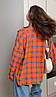 Жіноча помаранчева базова бавовняна сорочка оверсайз на гудзиках у клітинку, фото 10