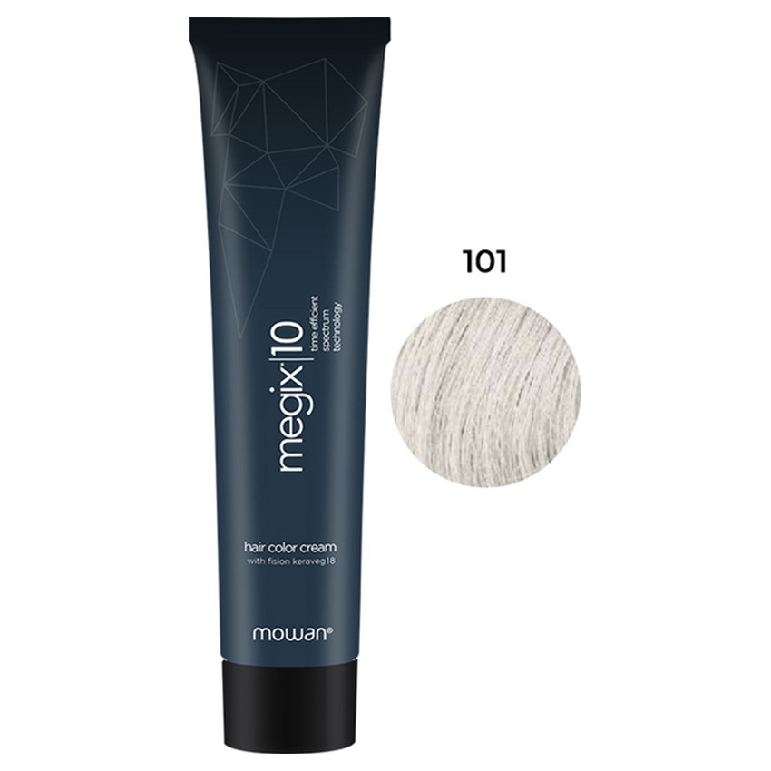 Фарба для волосся з низьким вмістом аміаку Megix10 Mowan 101 ультра світлий попелястий блонд 100 мл