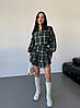 Ультрамодний жіночий костюм-двійка тіар люкс у клітинку: Міні Спідниця на високу посадку та Сорочка на гудзиках, фото 4