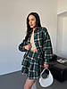 Ультрамодний жіночий костюм-двійка тіар люкс у клітинку: Міні Спідниця на високу посадку та Сорочка на гудзиках, фото 5