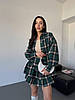 Ультрамодний жіночий костюм-двійка тіар люкс у клітинку: Міні Спідниця на високу посадку та Сорочка на гудзиках, фото 6