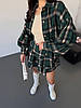 Ультрамодний жіночий костюм-двійка тіар люкс у клітинку: Міні Спідниця на високу посадку та Сорочка на гудзиках, фото 9