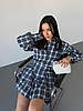 Ультрамодний жіночий костюм-двійка тіар люкс у клітинку: Міні Спідниця на високу посадку та Сорочка на гудзиках, фото 9