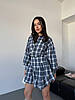 Ультрамодний жіночий костюм-двійка тіар люкс у клітинку: Міні Спідниця на високу посадку та Сорочка на гудзиках, фото 4