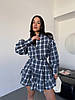 Ультрамодний жіночий костюм-двійка тіар люкс у клітинку: Міні Спідниця на високу посадку та Сорочка на гудзиках, фото 5