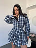 Ультрамодний жіночий костюм-двійка тіар люкс у клітинку: Міні Спідниця на високу посадку та Сорочка на гудзиках, фото 7