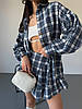 Ультрамодний жіночий костюм-двійка тіар люкс у клітинку: Міні Спідниця на високу посадку та Сорочка на гудзиках, фото 8