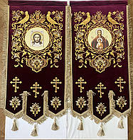 Хоругви великі вишивка на оксамиті термодрук ікони 120х60см