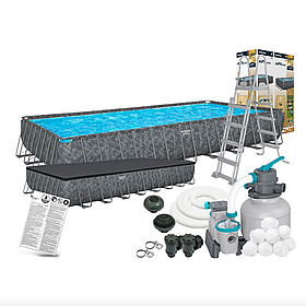 Басейн Bestway 561KJ каркасний 956 х 488 х 132 см, пісочний ф-р насос 8327 л/год, сходи, тент