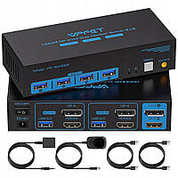 VPFCT  KVM-перемикач на 2 монітори з 2 ПК USB 3.0 HDMI-сумісний 4K@60Hz 2K@144Hz, VP-SW222
