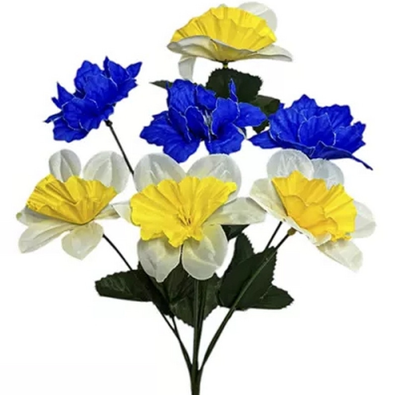 Штучні квіти букет нарциси та волошки 35 см (40 шт. в уп.), фото 1