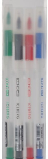 Набір кулькових ручок  ECONOMIX ICEBERG 0,7 mm, 4 стандартні кольори чорнил, в блістері