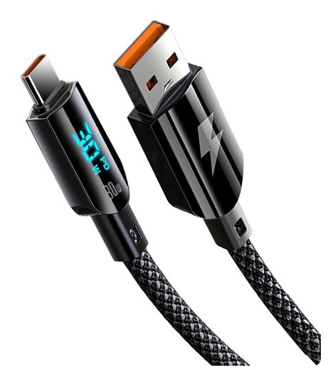 Кабель Gelius Screen GP-UCN008 (30W) USB-A to Type-C (1.2м) Black