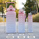 Набір пляшок для води 3в1, 2000/800/300 мл, BOTTLE / Спортивна пляшка для води / Пляшка для спорту, фото 9