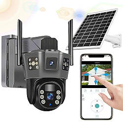 Вулична 4G камера спостереження 3×6Мп із сонячною панеллю, TP-18 / Камера відеоспостереження / Зовнішня IP камера