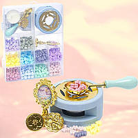 Набір для сургучної печатки, 10 кольорів, C712-2, Блакитний (Віск і печатка для декору конвертів і подарунків)