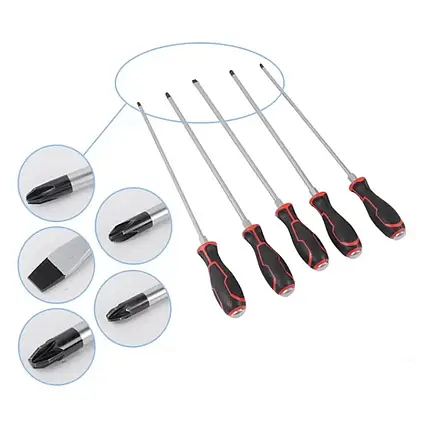 Набір викруток довгих 450 мм з ударним наконечником SL, PH, PZ5ед. VT17954A — VT17954A, фото 2