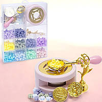 Набір для сургучної печатки, 10 кольорів, C712-2, Рожевий (Віск і печатка для декору конвертів і подарунків)