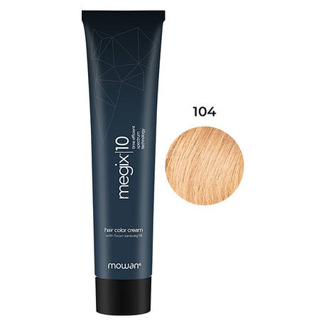 Фарба для волосся з низьким вмістом аміаку Megix10 Mowan 104 ультра світлий мідний блонд 100 мл, фото 1