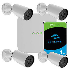 Комплект IP-відеоспостереження Ajax BulletCam 4 Video Kit S45 (5 MP/2.8 mm) + HDD 1Tb