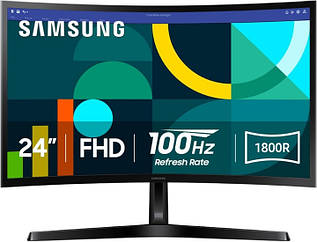 Монітор 24" SAMSUNG S24D366 Curved (VA, 4 мс, 1920x1080, 100Hz, HDMI/VGA) (код 148402)