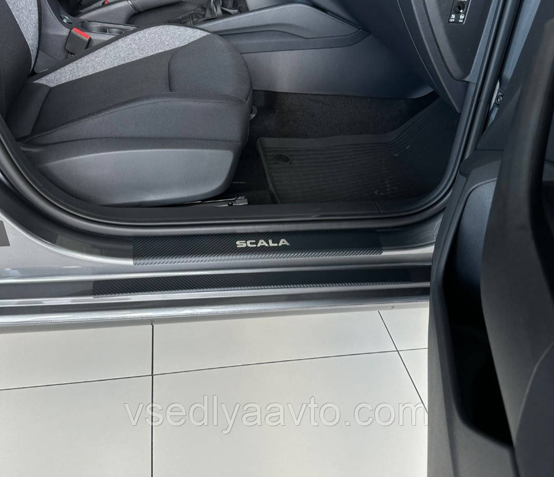 Накладки на пороги Skoda Scala (Premium Carbon)
