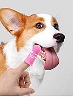 Щітка для догляду за зубами тварин із силікону на палець для чищення зубів собак і кішок рожева 29310 рожевий, фото 6