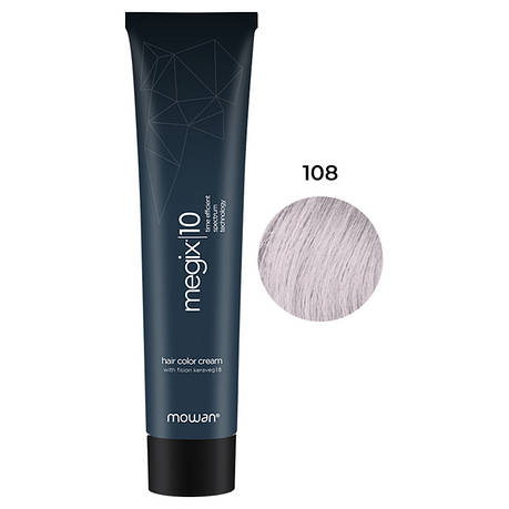 Фарба для волосся з низьким вмістом аміаку Megix10 Mowan 108 ультра світлий перламутровий блонд 100 мл, фото 1