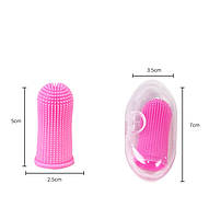 Щітка для догляду за зубами тварин із силікону на палець для чищення зубів собак і кішок рожева 29310 рожевий, фото 8