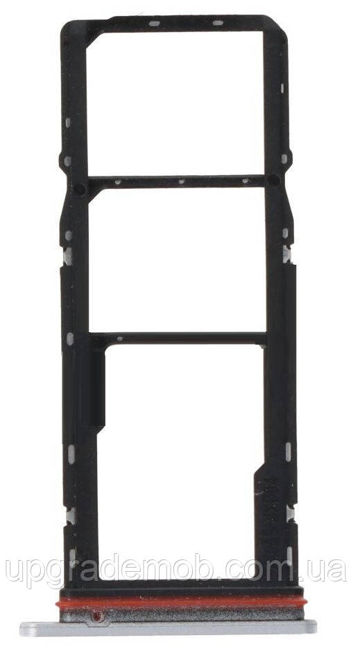 Тримач Sim-карти та карти пам'яті Motorola XT2227 Moto E32 /XT2229 Moto E32s сріблястий Misty Silver на дві Sim-карти, фото 1