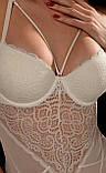 Біле боді, нижня білизна жіночий боді, біле мереживне боді на чашку 80 B/С, фото 4