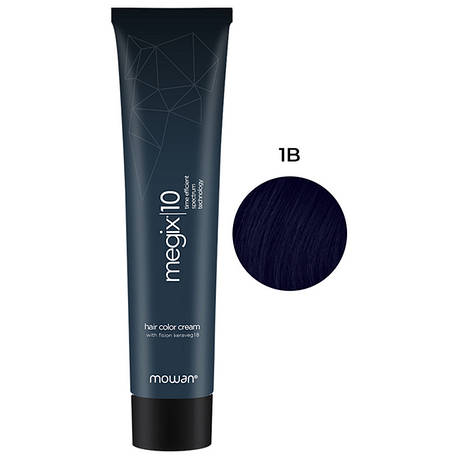 Професійна фарба для волосся з низьким вмістом аміаку Megix10 Mowan 1B синьо-чорний 100 мл, фото 1