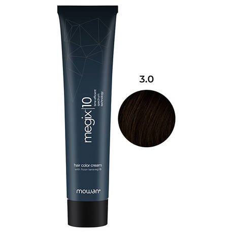 Професійна фарба для волосся з низьким вмістом аміаку Megix10 Mowan 3.0 темно-коричневий 100 мл, фото 1