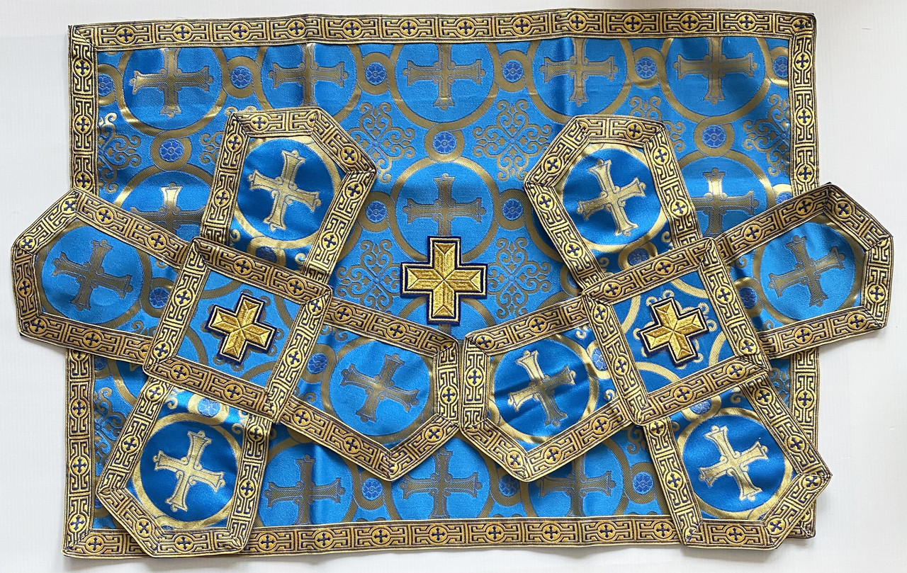 Покрівці з повітрям комплект (голубий колір, парча), фото 1