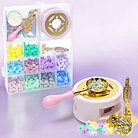 Набір для сургучної печатки, 10 кольорів, C712-3, Рожевий (Віск і печатка для декору конвертів і подарунків)