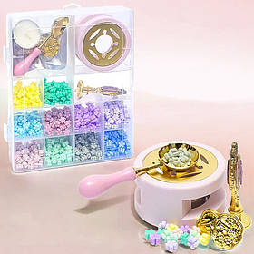 Набір для сургучної печатки, 10 кольорів, C712-3, Рожевий (Сургуч і печатка для прикрашання конвертів і альбомів)