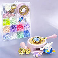 Набір для сургучної печатки, 10 кольорів, C712-5, Рожевий (Віск і печатка для декору конвертів і подарунків)