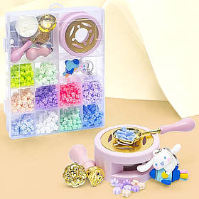 Набір для сургучної печатки, 10 кольорів, C712-5, Рожевий (Сургуч і печатка для прикрашання конвертів і альбомів)