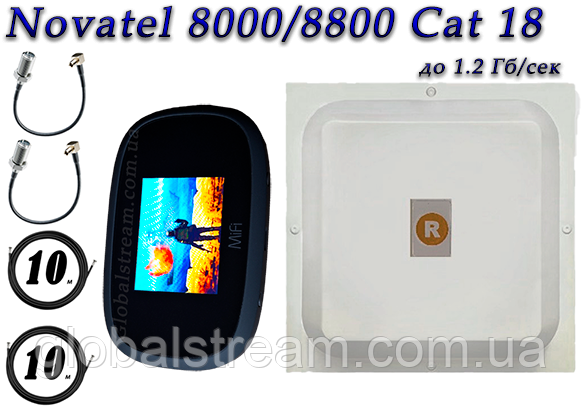 Повний комплект 4G/LTE/3G Wi-Fi Роутер Novatel Verizon MiFi 8000 LTE Cat 18 до 1.2 Гб/с + MiMo антеною 2×17dbi