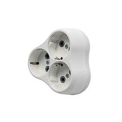 Вилка розгалужувальна електромережева VIROK на 3 гнізда 16А/250V з заземленням