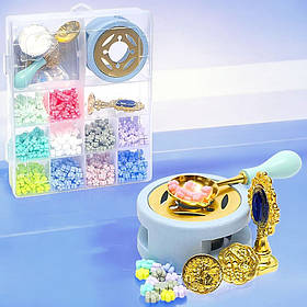 Набір для сургучної печатки, 10 кольорів, C712-3, Блакитний (Сургуч і печатка для прикрашання конвертів і альбомів)