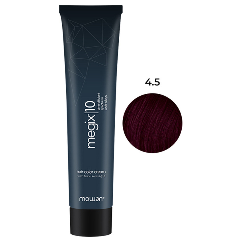 Фарба для волосся з низьким вмістом аміаку Megix10 Mowan 4.5 середній коричневий махагоні 100мл