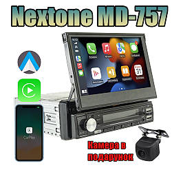 1DIN Автомагнітола Android Nextone MD-757 з висувним екраном 7" з WIFI, BT, CarPlay + КАМЕРА В ПОДАРУНОК