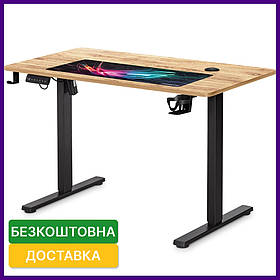 Комп'ютерний стіл регульований по висоті для роботи стоячи Mealux PowerDesk Energy Mahogany