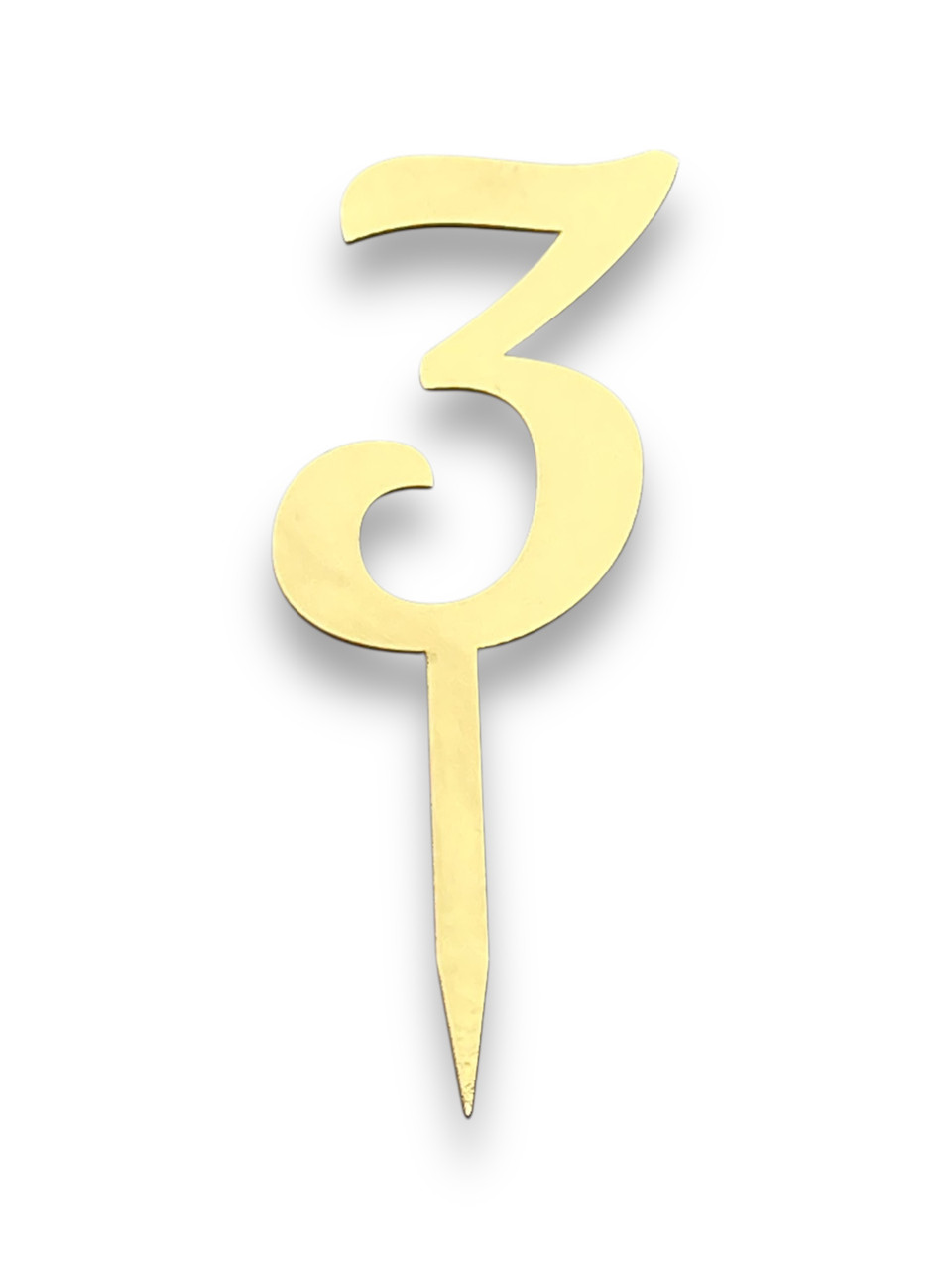 Топпер-цифра "3" картонний, золото/срібло, 70 мм, фото 1