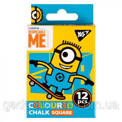 ТОП! Крейда Yes кольорова квадратна 12 шт 6 кол Minions (400391) - (gHome), фото 1