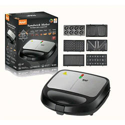 Мультимейкер 6в1 RAF R.541 Гриль притискний сендвічниця вафельниця горішник бутербродниця